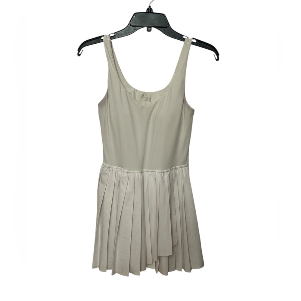 AERIE Tiebreaker Pleated Dress Size Medium White - Picture 6 of 6